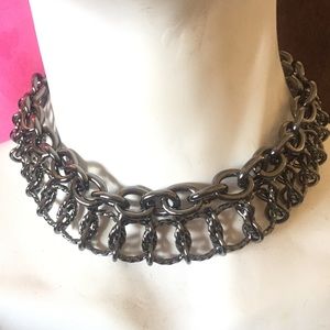 Gunmetal thick chain choker necklace